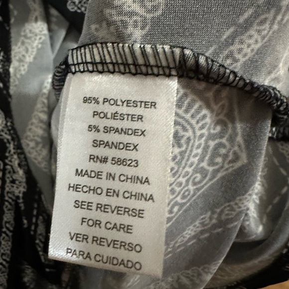 LADIES BLACK, GREY & WHITE TOP WITH A METAL NECKLINE - Picture 2 of 2